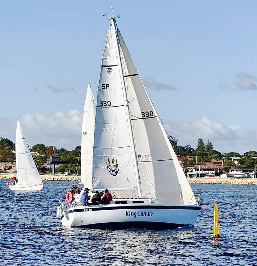Keelboat moored off the club